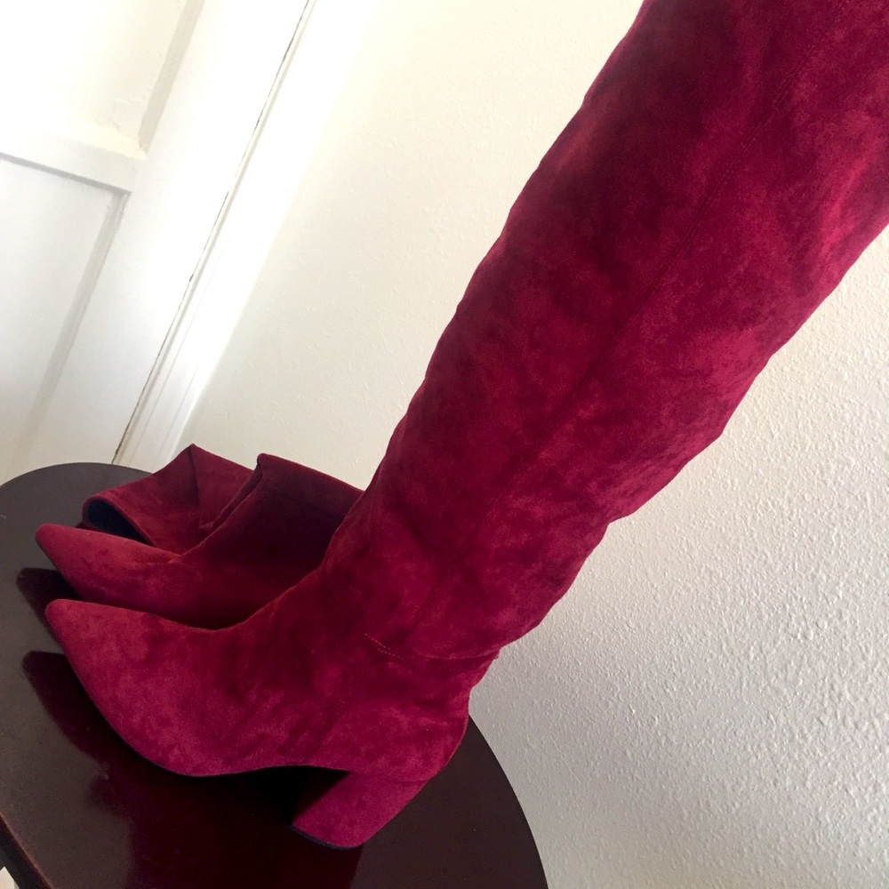 Jeffrey Campbell Burgundy Suede Knee Boots 10